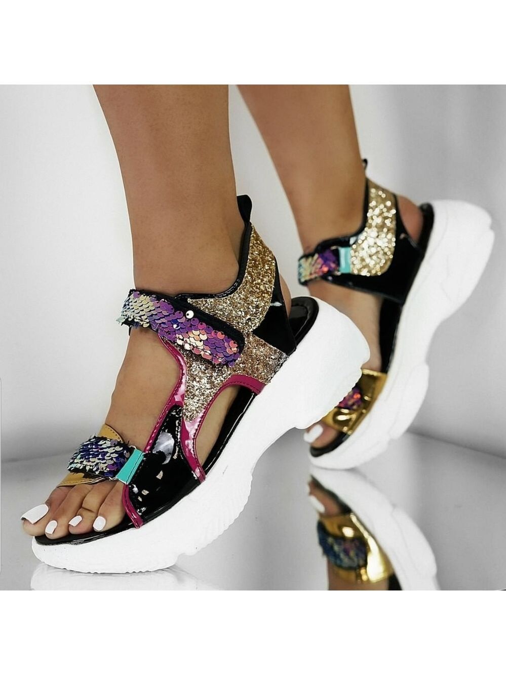 Just In! Multicolor glitter sequin Platform Sandal